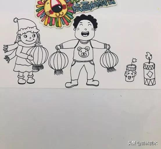 以春节为主题的儿童画简笔画,2022年元旦和春节主题儿童画素材
