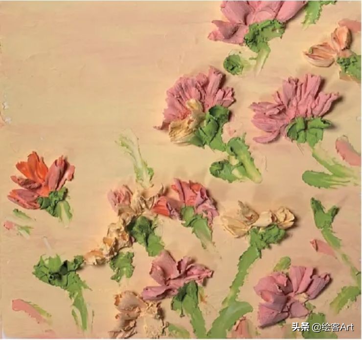 用油画棒画关于母亲节的绘画,用油画棒来画立体康乃馨