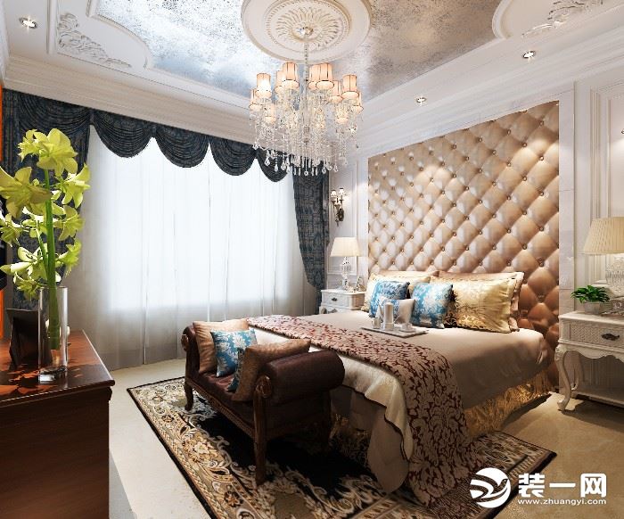 西安鲁班装修风格效果图,90平米宫廷风格装修