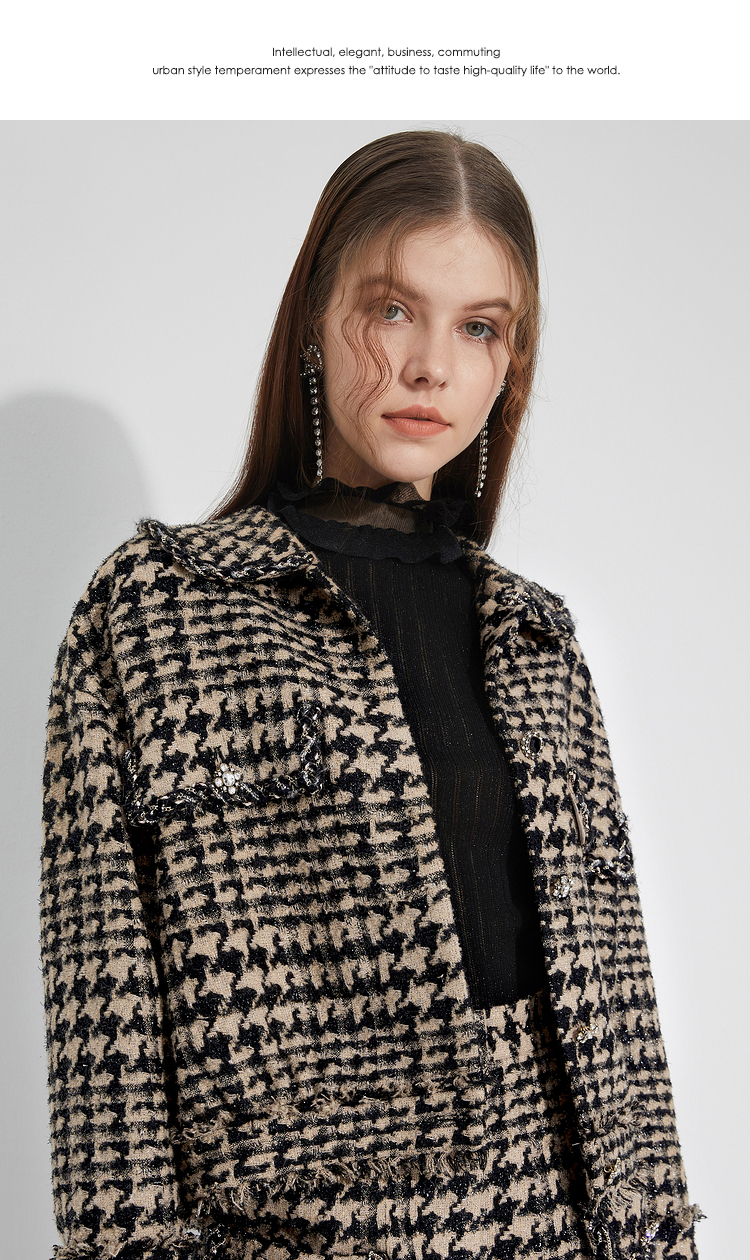 小香风羽绒外套女款中长款莱茵,女款小香风外套冬修身莱茵