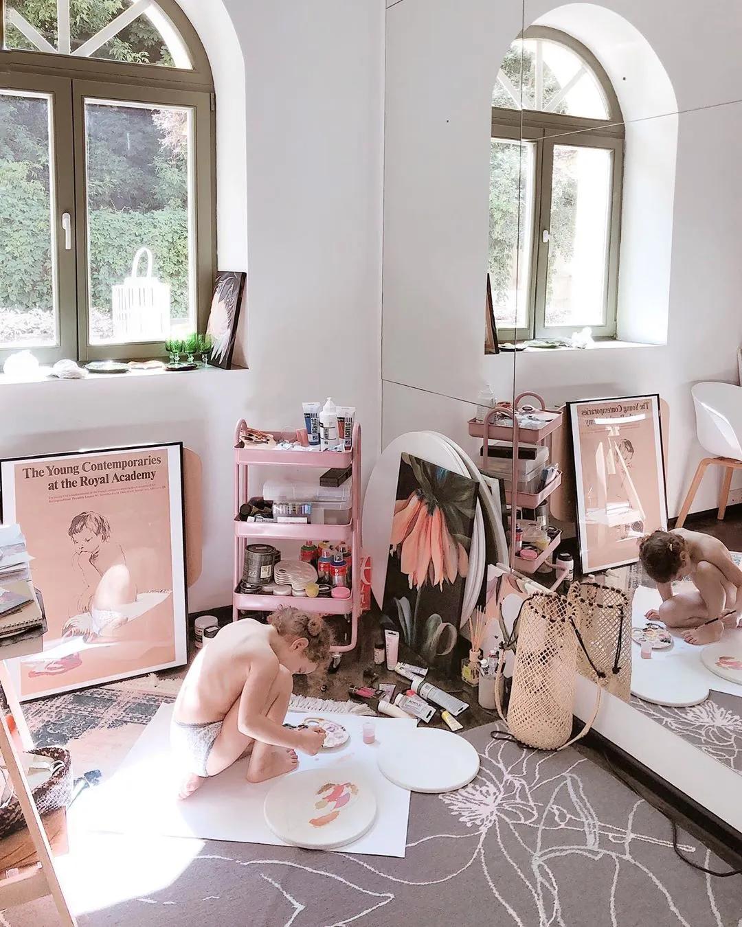 花卉墙绘,墙绘花卉色彩作品