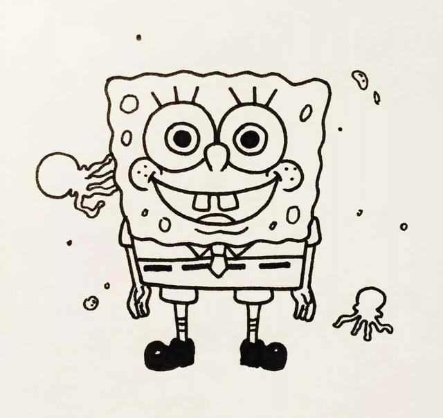 画海绵宝宝简笔画教程,怎么画简笔画海绵宝宝