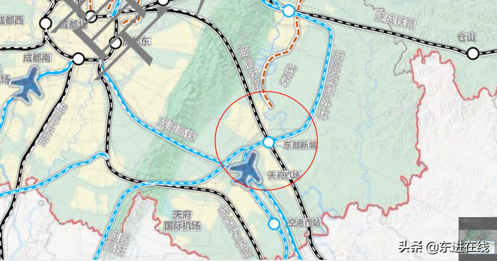 成渝中线高铁东部新区站设在哪,成渝中线简州高铁车站在哪个位置