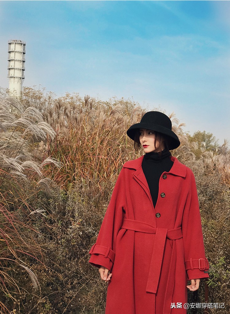 本命年红色大衣小个子女穿搭,本命年红色衣服高级穿搭