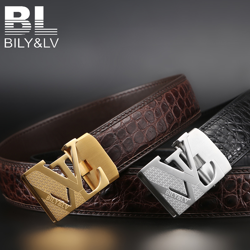 高端鳄鱼皮男士时尚复古腰带,高端奢华鳄鱼纹牛皮腰带