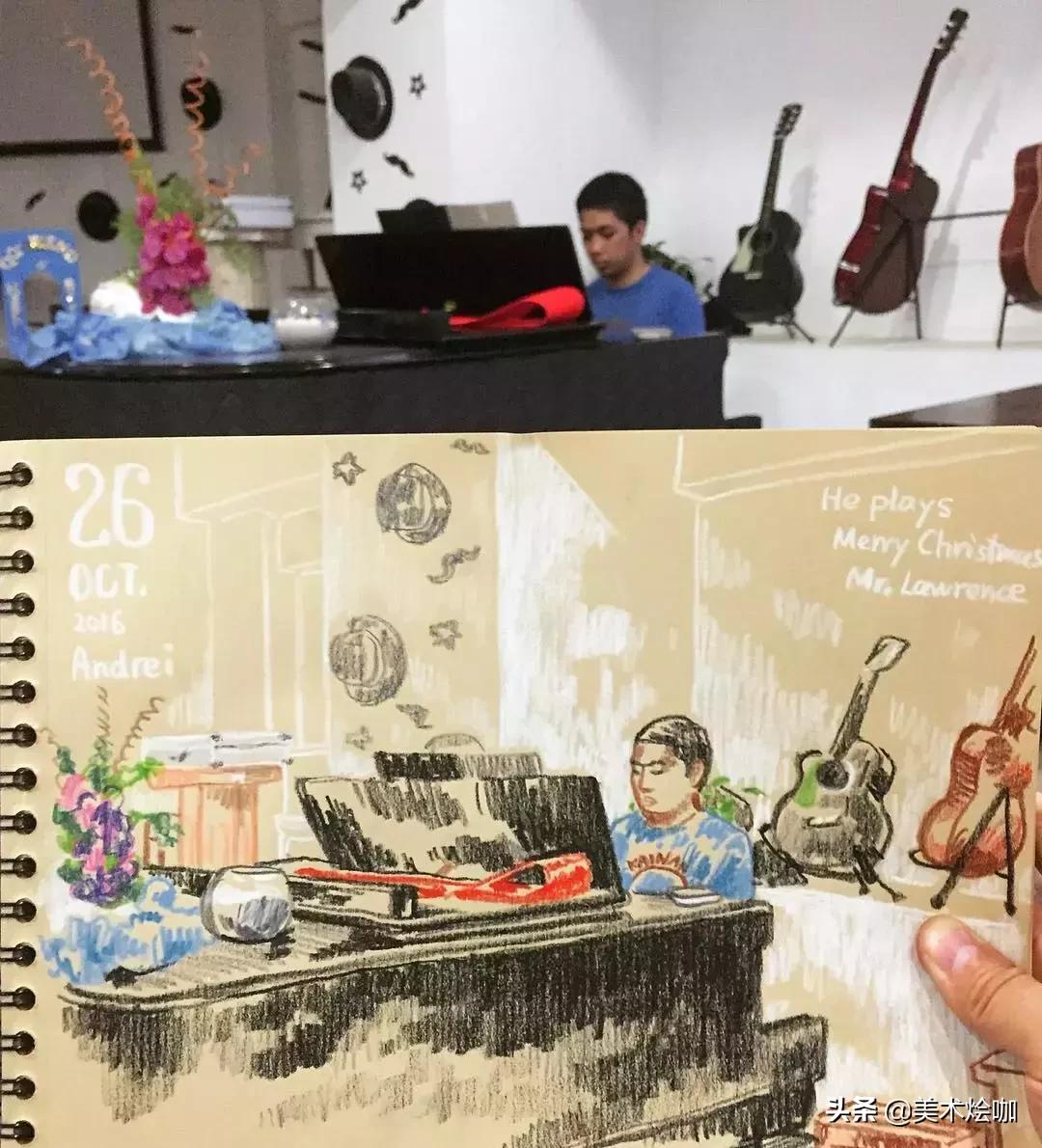 速写简单手绘稿,别人的速写本