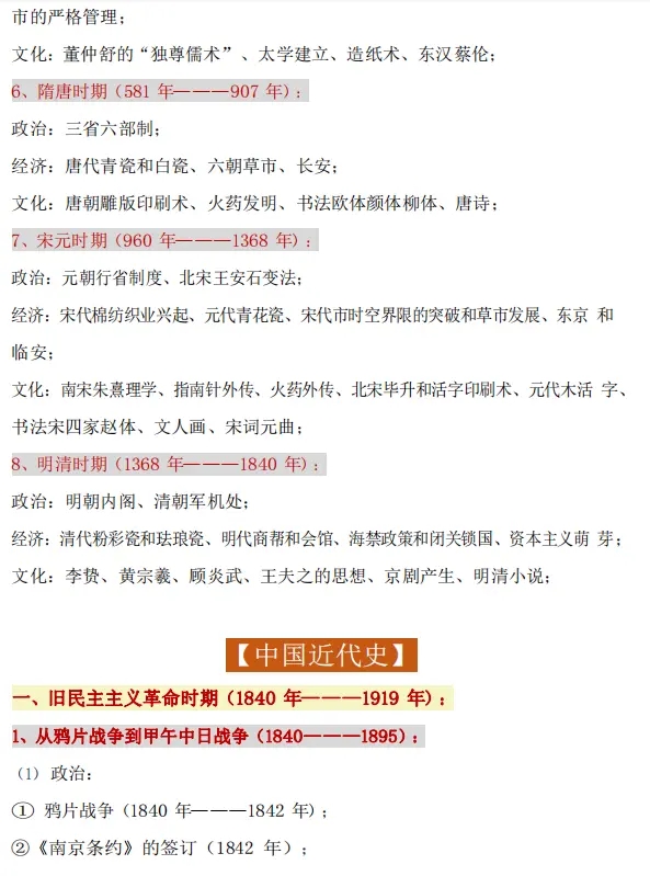 高中历史时间表完整版文档,高中历史时间表及知识点归纳整理