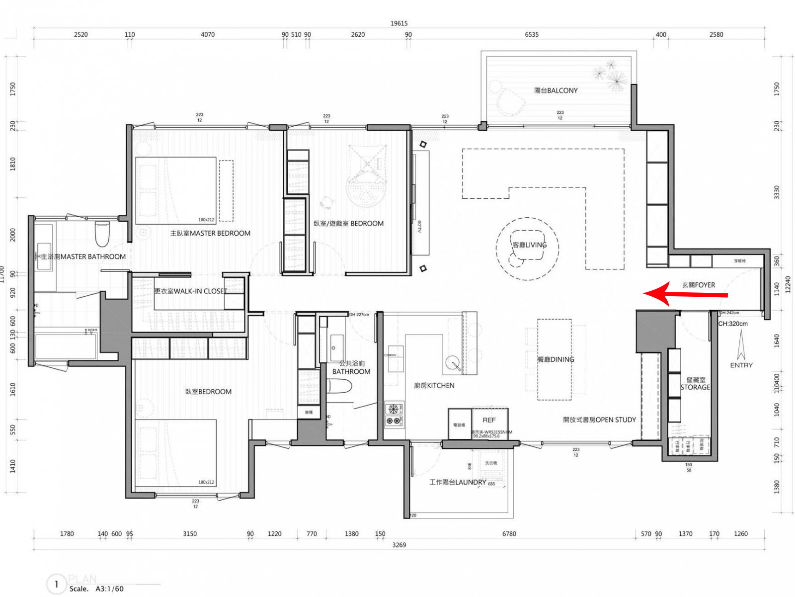 101平东户三房两厅两卫简约装修,3房二厅现代简约装修风格