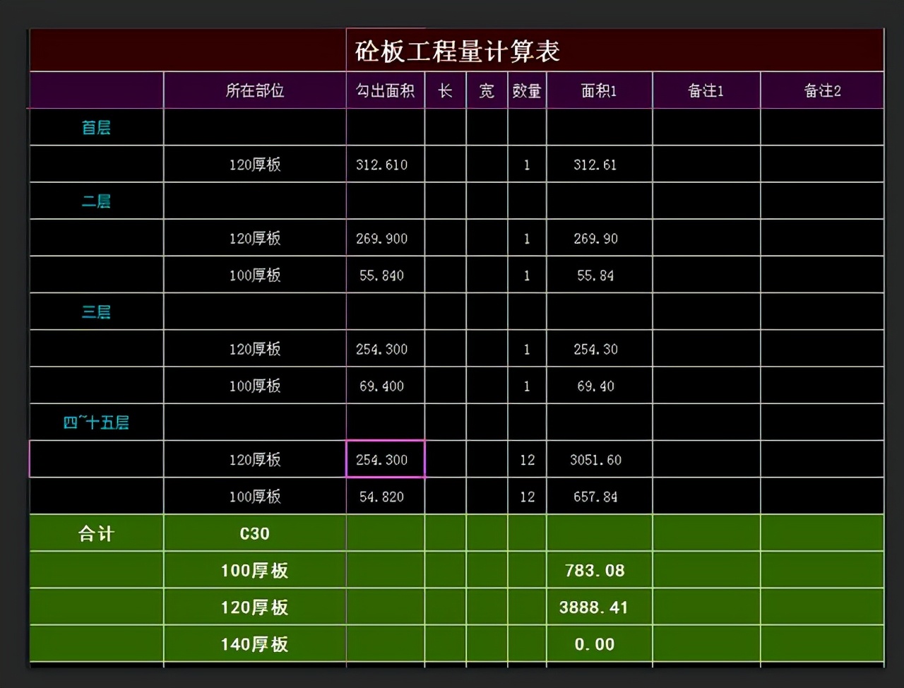 造价员工程量自动计算表格,工程造价excel如何快速提量