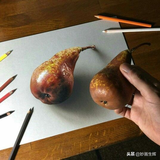 手绘艺术：3D立体水果绘画，真假难辨！