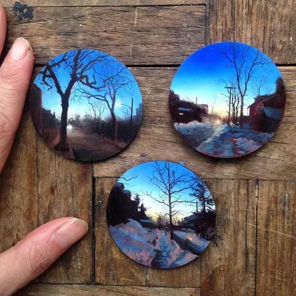 去艺术馆旅游回来画一幅画,油画风景随身带