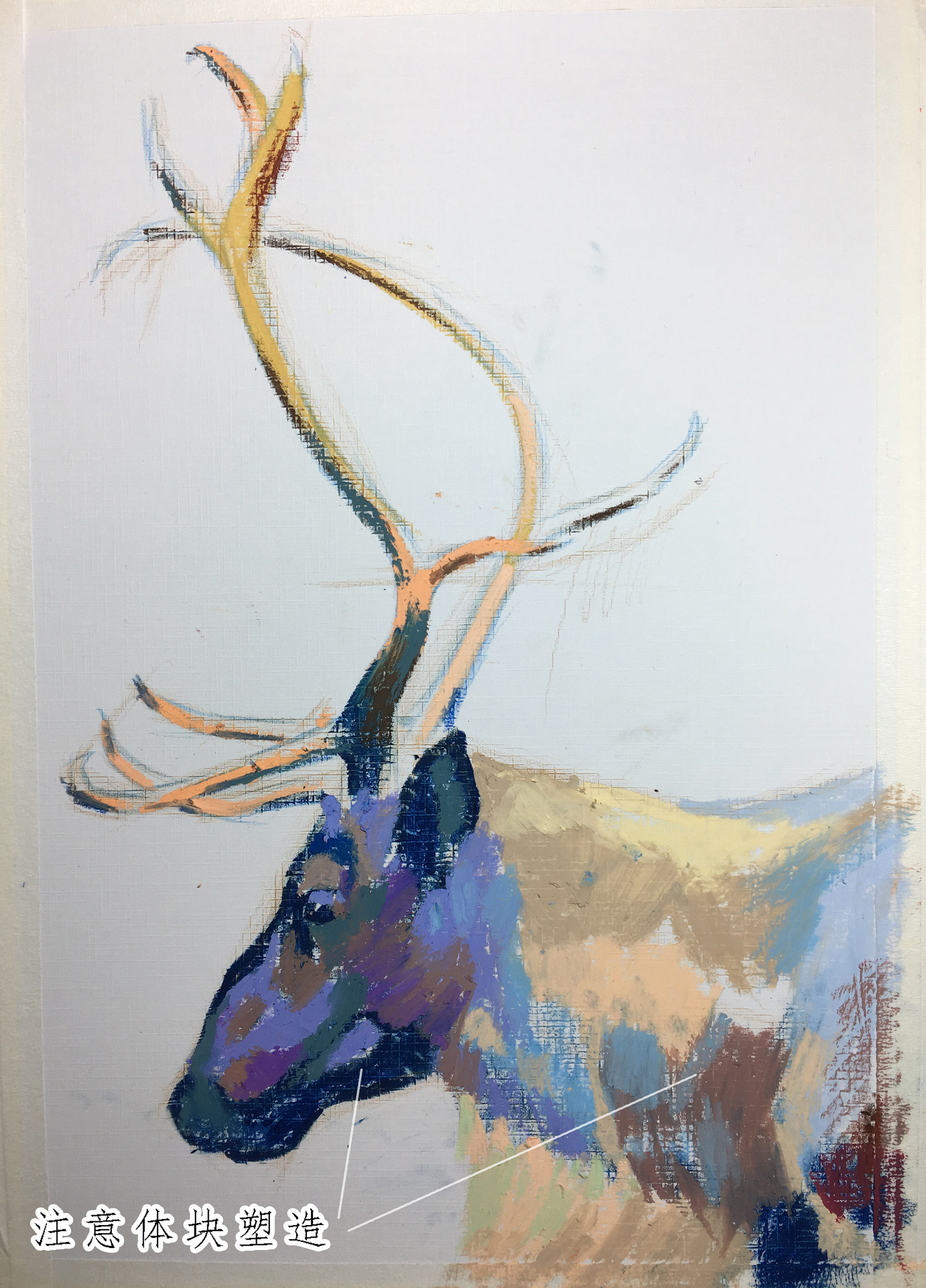 油画棒经典色系绘画雪山,油画棒的神仙画法