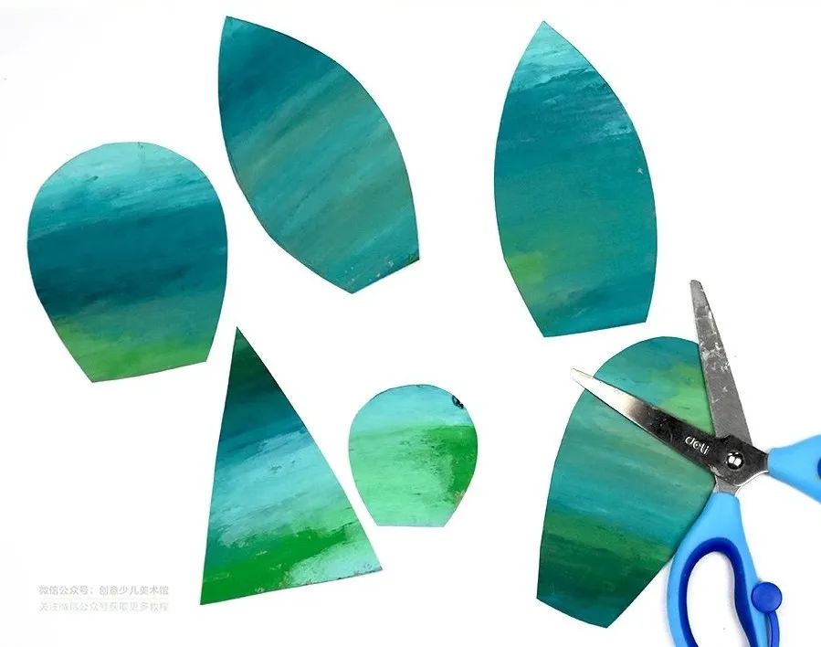 卡纸拼贴画小蛇,儿童画教程创意植物