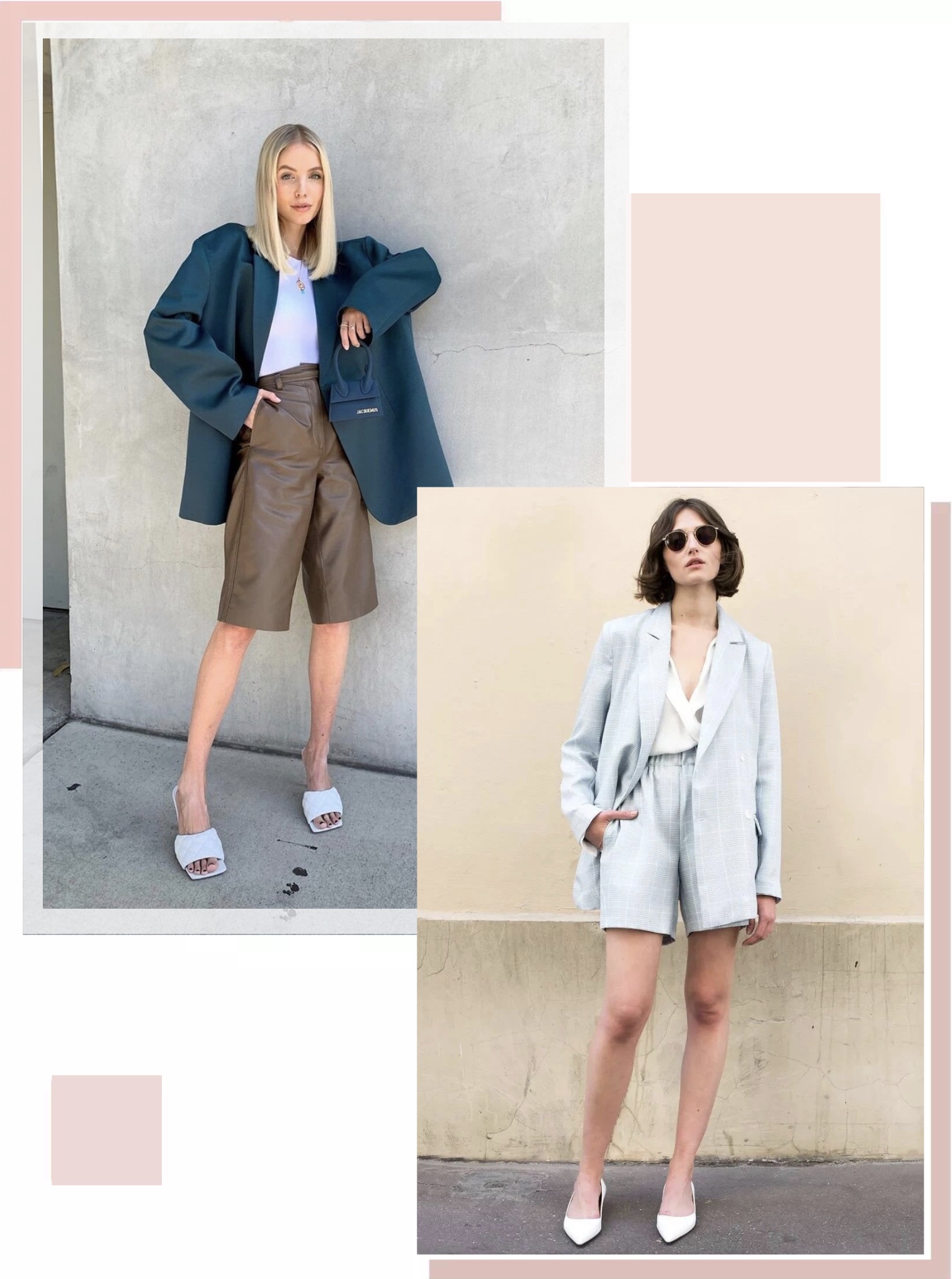 西装配潮流短裤,时尚气质小西装配皮短裤穿搭