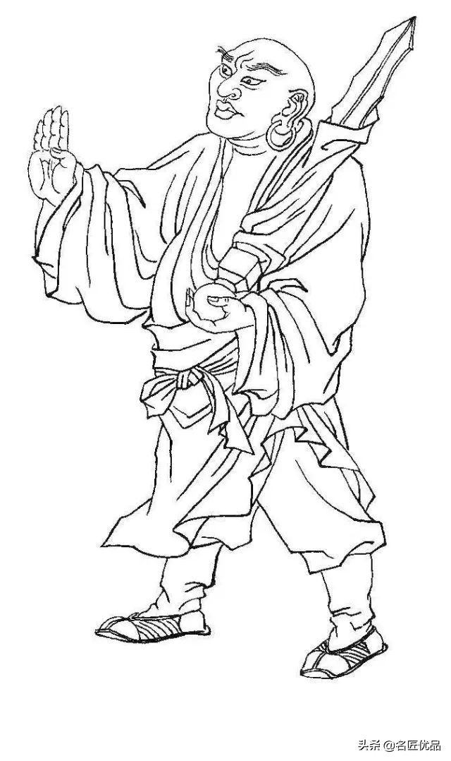 降龙罗汉白描图高清图片,十八罗汉白描图高清图片