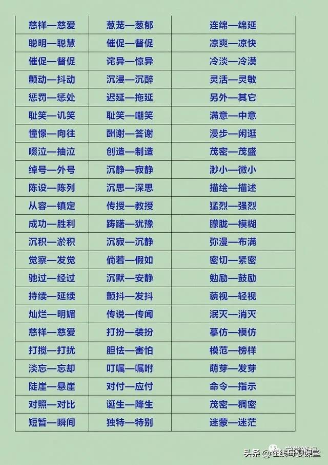 小学一年级语文近反义词可打印,小学语文尚常见的600个反义词
