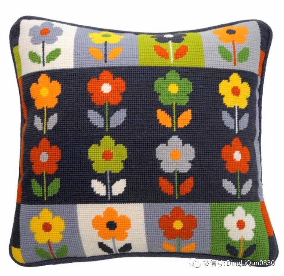 绣好的十字绣抱枕,十字绣新款圆形抱枕图案大全