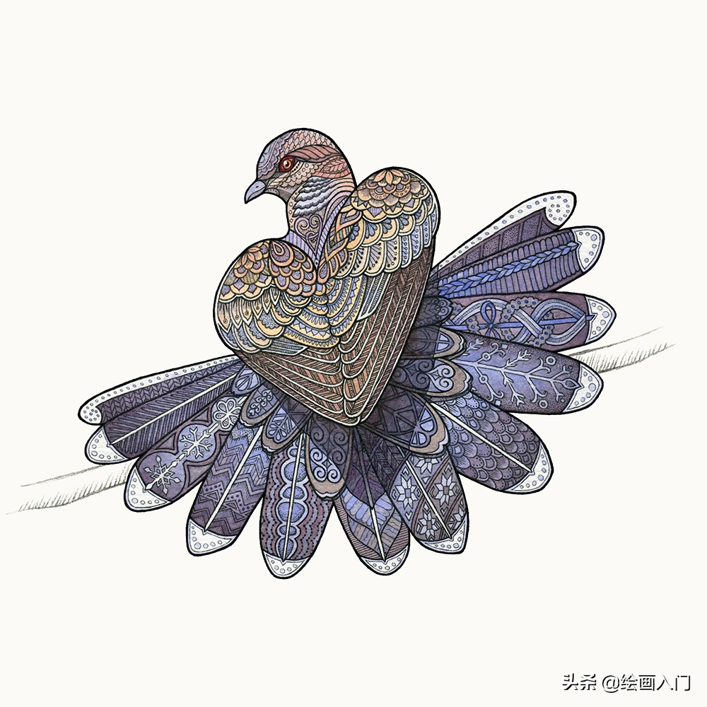 水彩画插画小图案动物,复古气息的几何图形插画