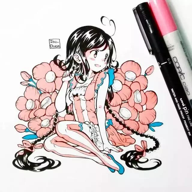 马克笔动漫上色教程q版,动漫手绘马克笔上色教程