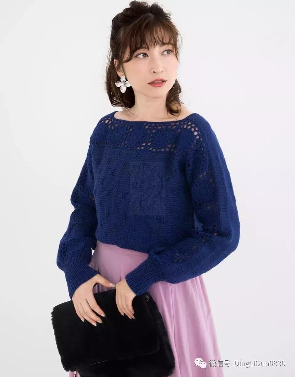 围巾编织教程10-15岁,圆肩针织宽松套头衫小款编织