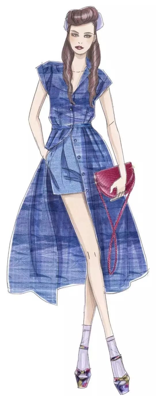 服装设计师画手稿视频,可爱的小插画手绘女孩服装