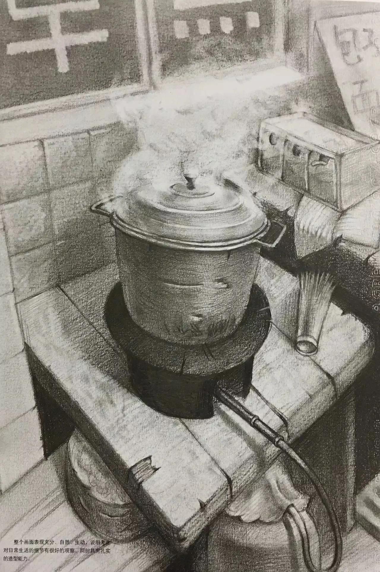 清华校考场景素描高分卷,清华素描场景高分卷技法