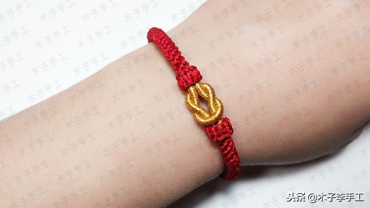 四股玉米结手链无痕收尾,玉米红石榴石手链的编法
