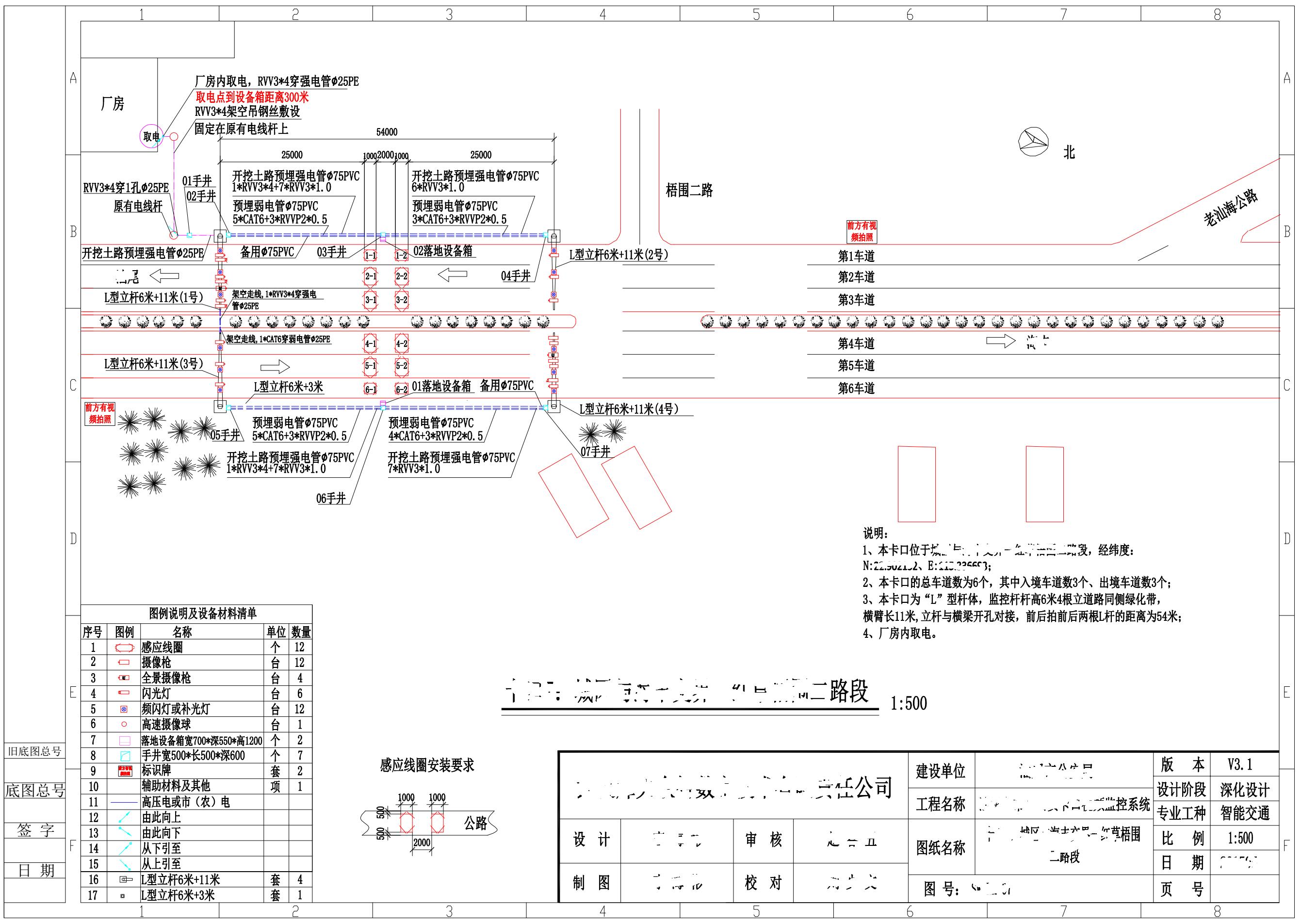 视频监控前端点位施工深化设计图纸范例（卡口点位-多图）