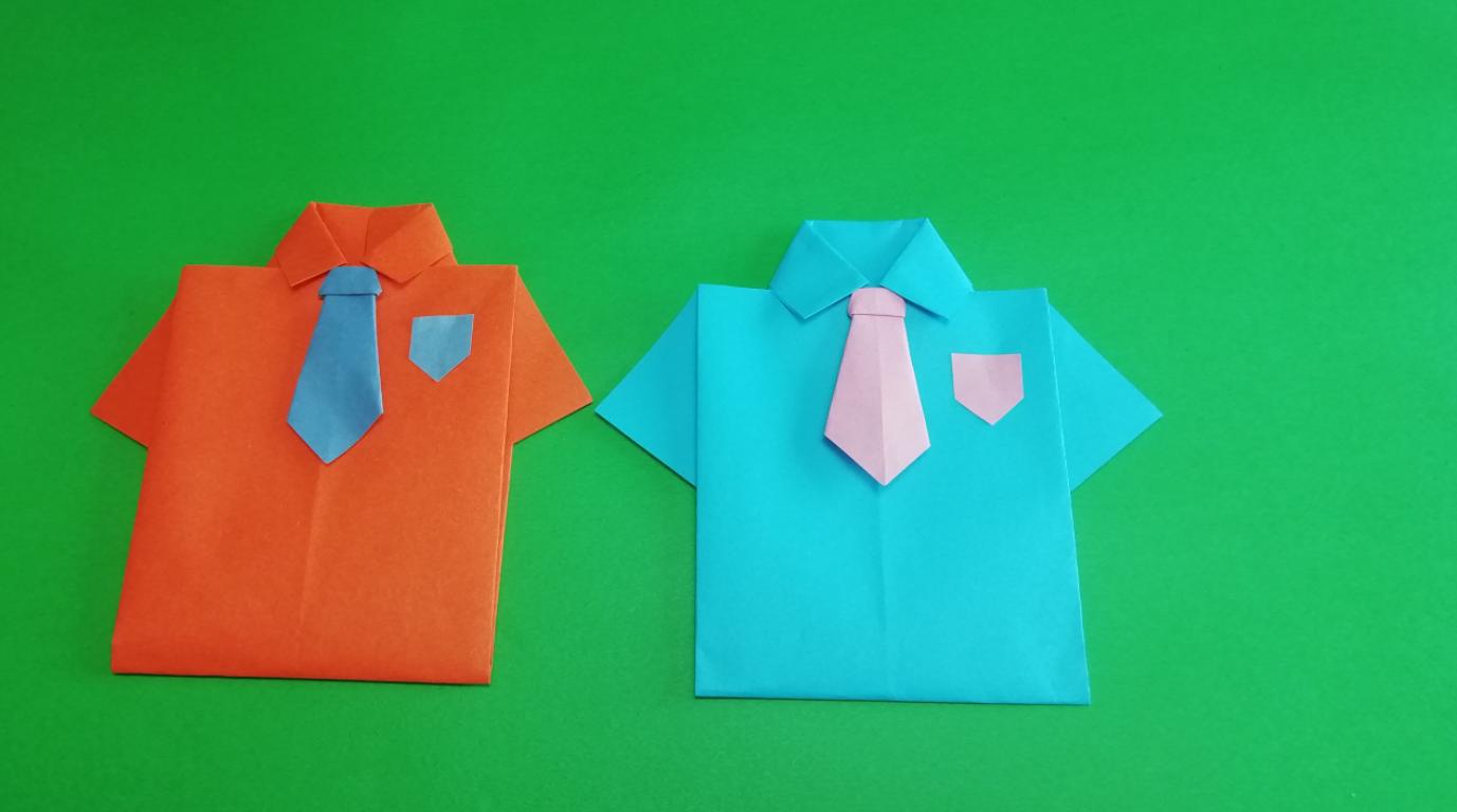 超级简单的方法教你折帅气的衬衫,当贺卡和书签都好看,手工折纸