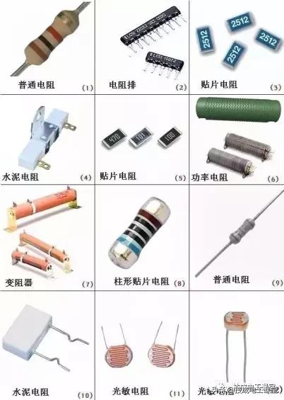 电路板电子元器件符号一览表,电子元器件图片识别符号及名称