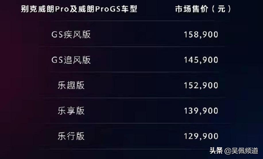 全新别克威朗Pro/ProGS售12.99-15.89万元