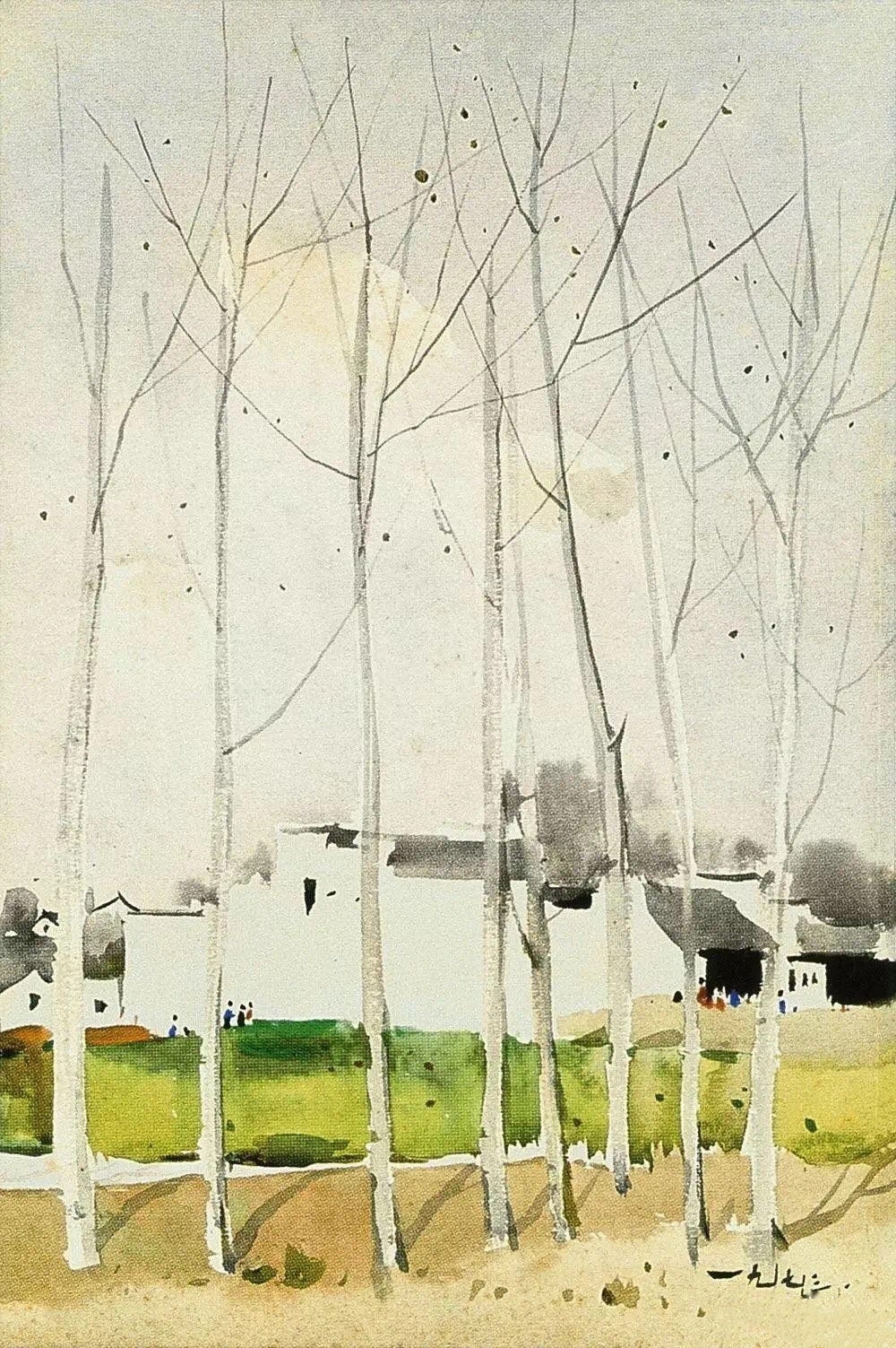 吴冠中水彩风景画,吴冠中水彩作品