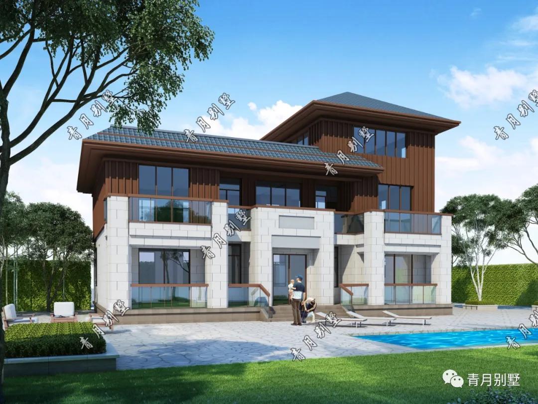 三层新中式别墅将更值得大家向往,简单大气三开间二层新中式别墅