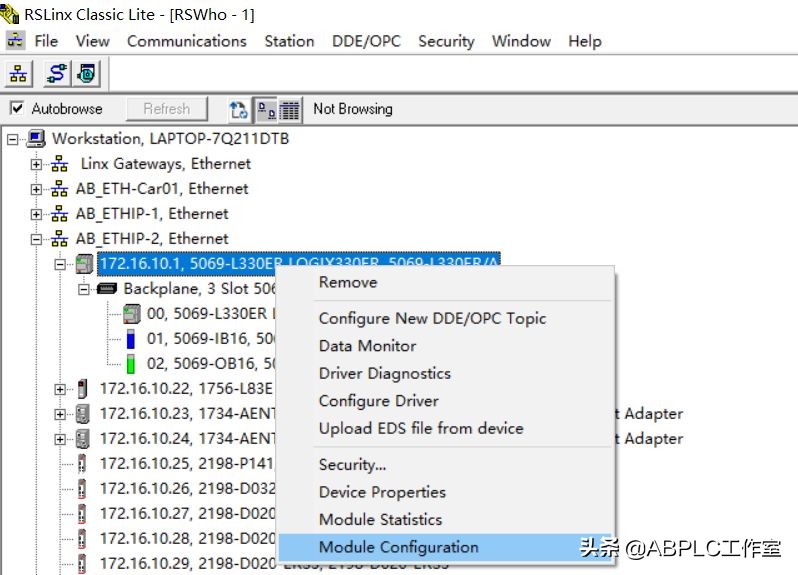 怎么在ab控制器上看plcip,ABplc的通讯设置