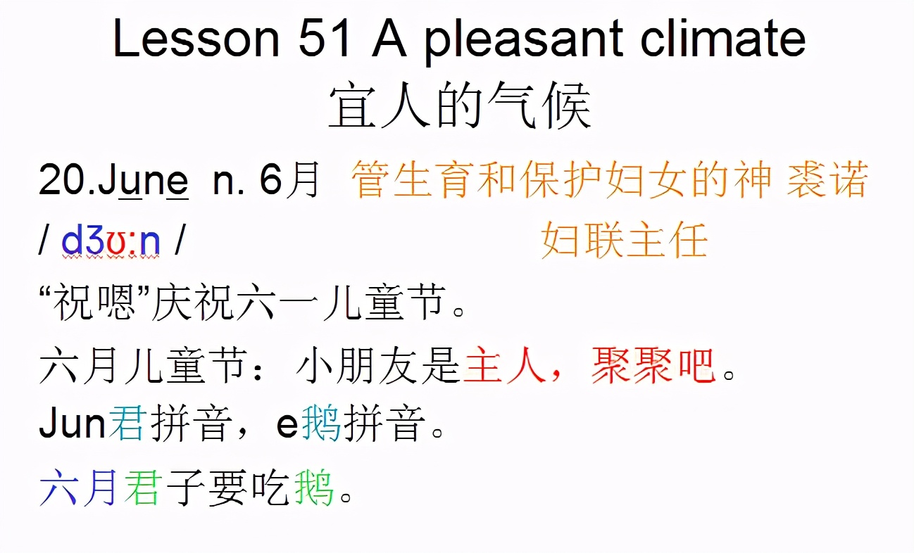 新概念英语第一册，音标课件自学整理Lesson51Apleasantclimate