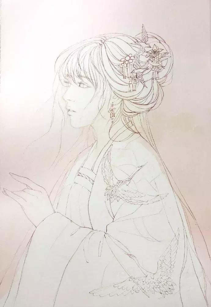 手绘古风少女，唯美灵动，唤起少女们心中的三生三世