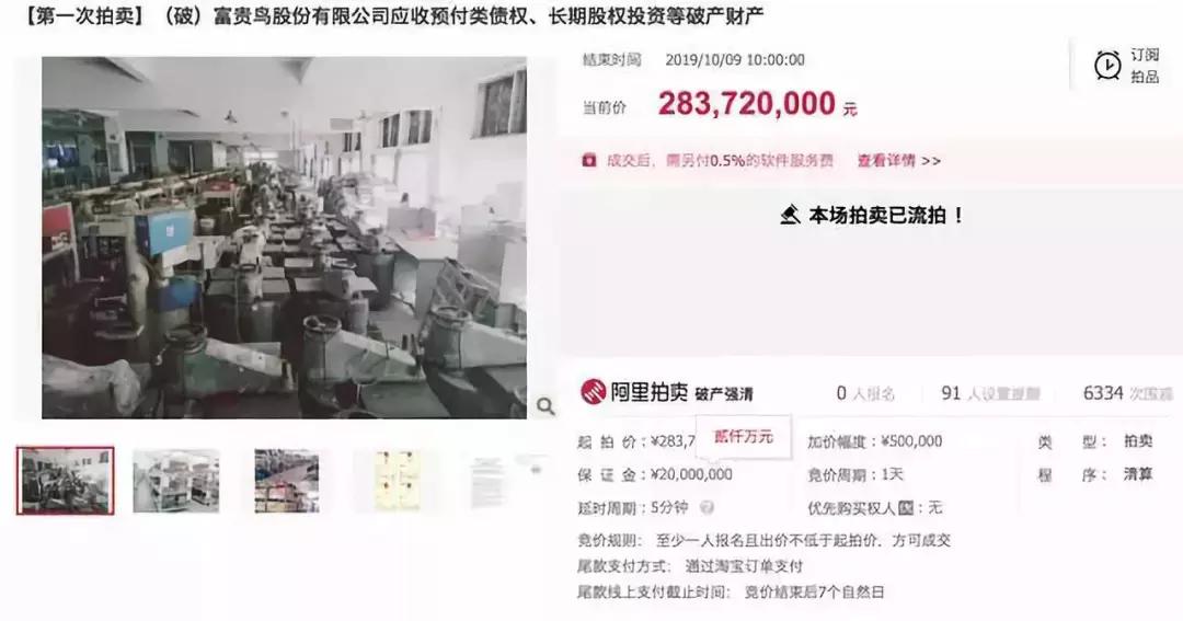 富贵鸟流拍将打八折,富贵鸟破产了吗