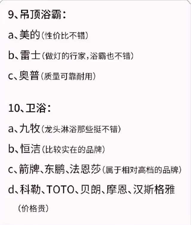 装修辅材必备品牌清单,家装半包辅材材料清单