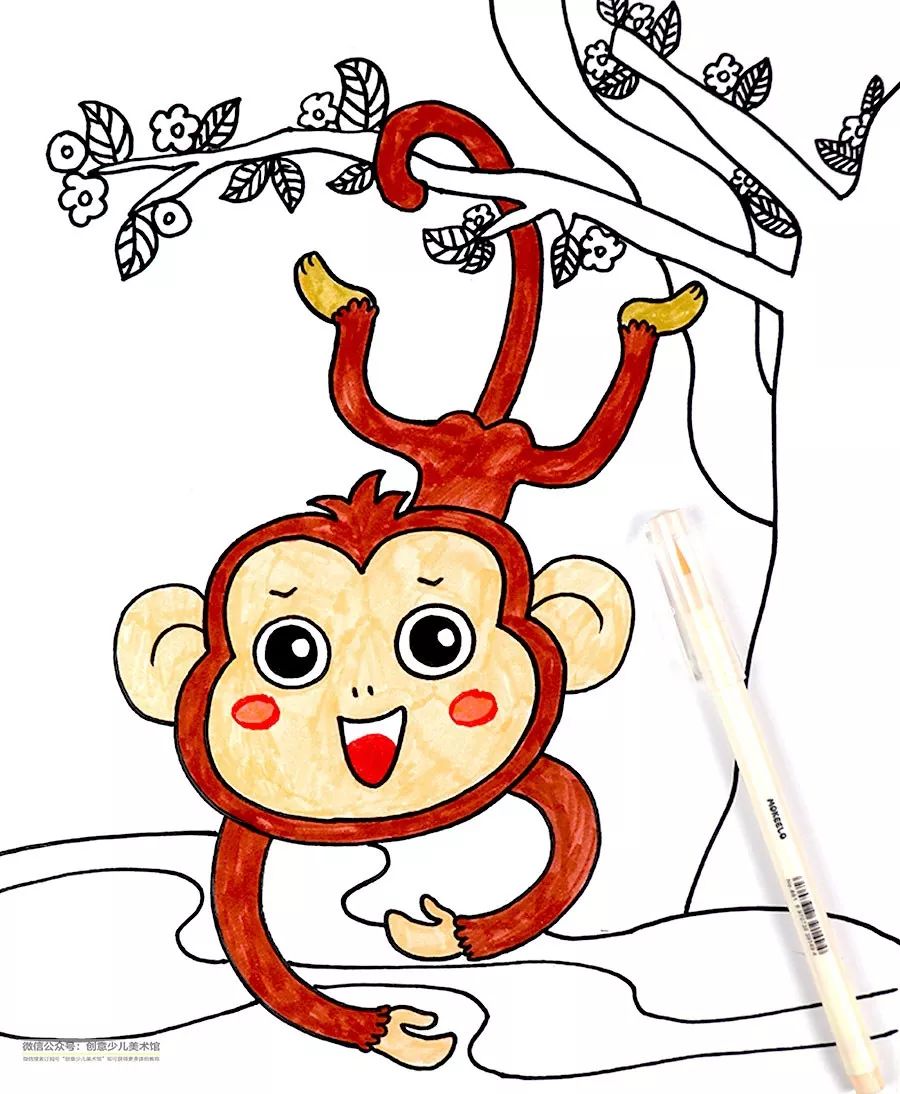 儿童画手工小猴子创意,小猴子创意作品画