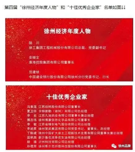 徐州的优秀企业家,徐州十佳企业家和优秀民营企业家