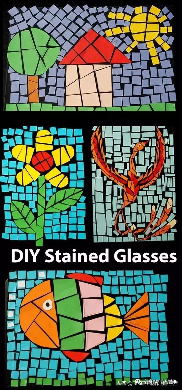 用圆纸片手工制作圣诞贴画,奇妙的纸片贴画手工