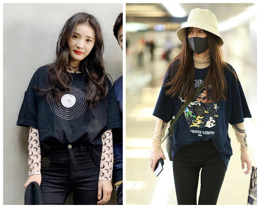 超模也扛不住？让神颜娜扎败下阵的打底衫，刘雯穿上竟也是土气！