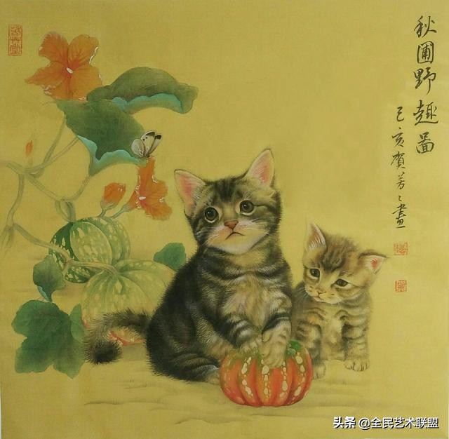 栩栩如生的小猫眯，原来是才女画家贺芳芳的作品