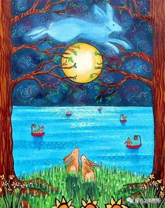 水粉作品风景清新,清凉一夏的水粉作品