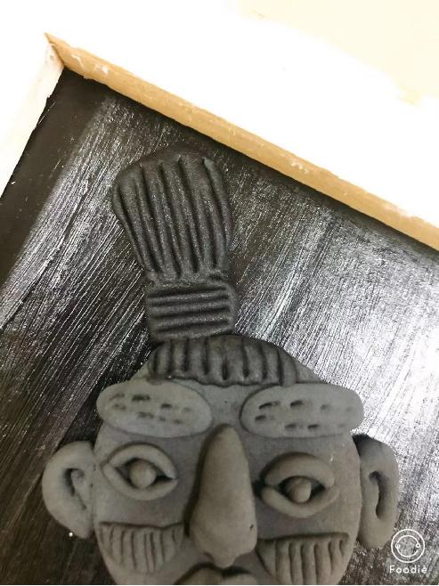 中国风儿童创意黏土卡纸画,超轻粘土作品创意画兵马俑