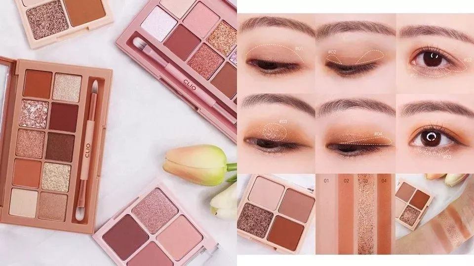 裸粉色眼影大面积晕染眼窝,化妆眼影晕染手法及色彩搭配技巧