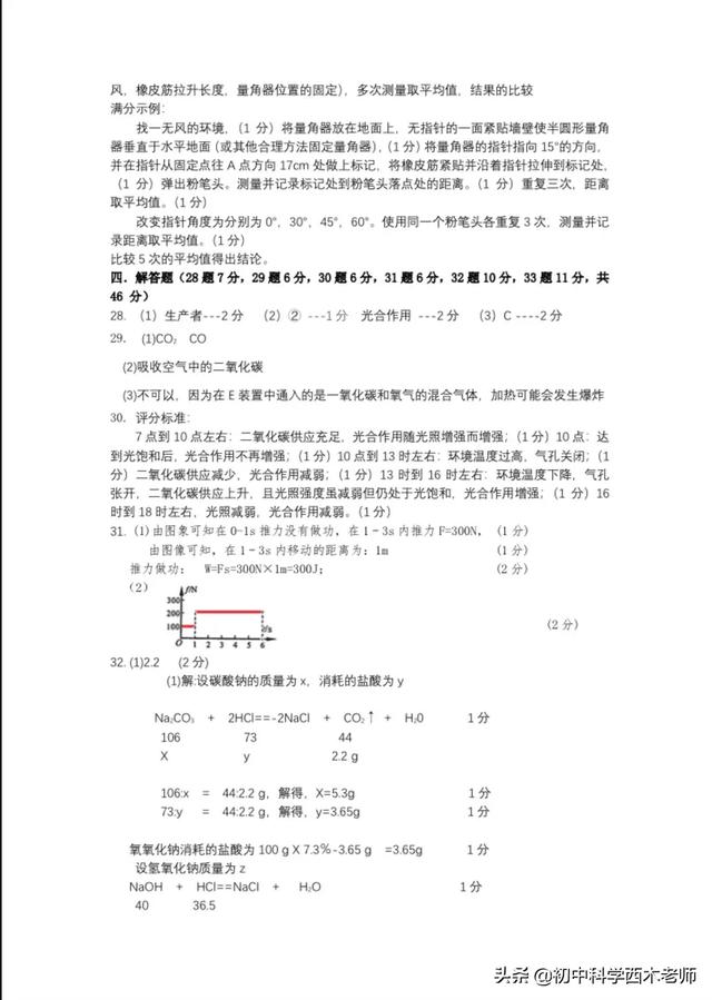 温州市2021年新希望联盟中考科学一模卷（附答案）