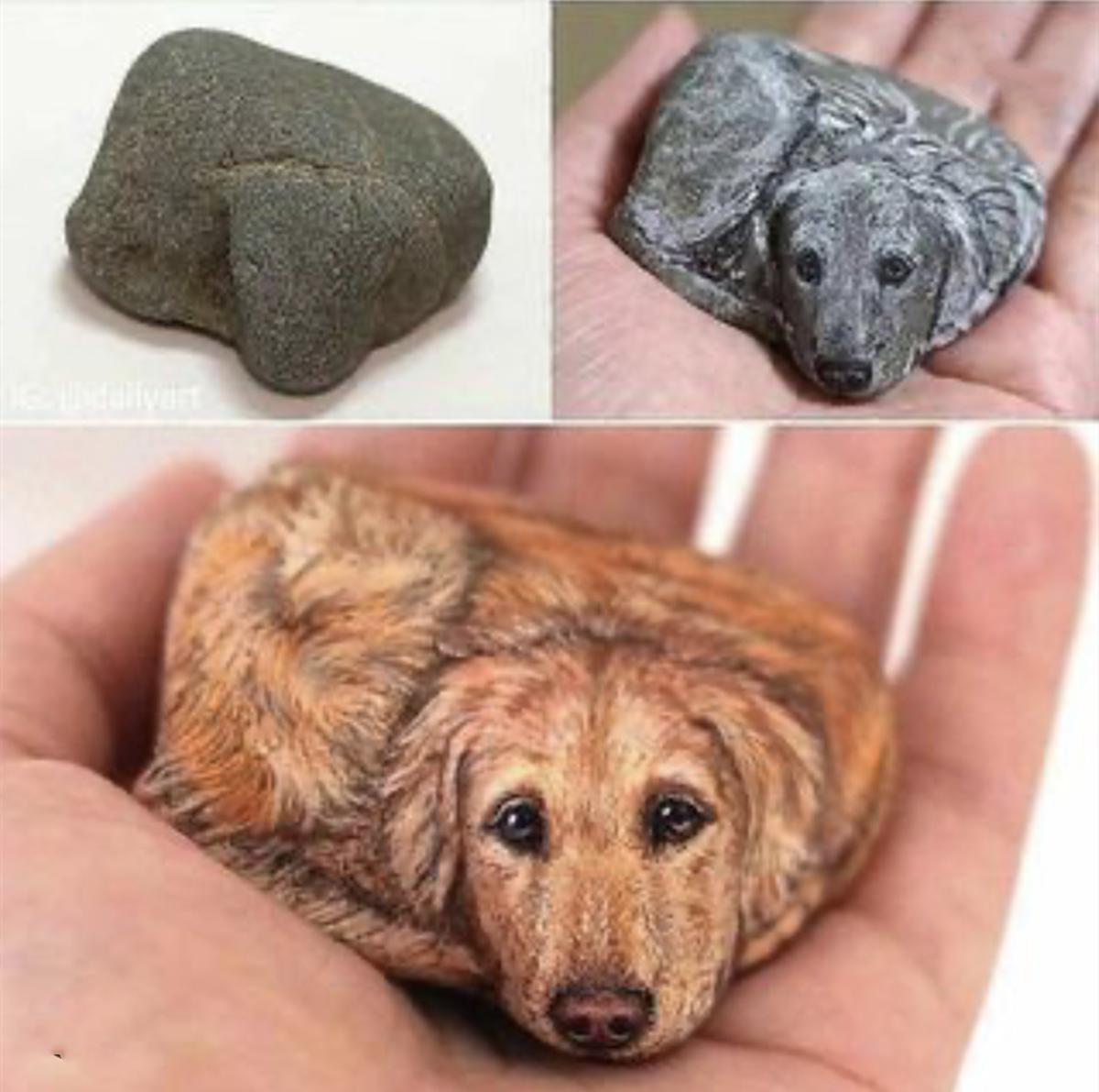石头也可以做动物手办，只要绘画的细节到位，同样也能够以假乱真