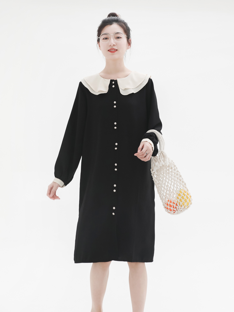 娃娃领连衣裙搭配什么鞋,LEDIN娃娃领连衣裙