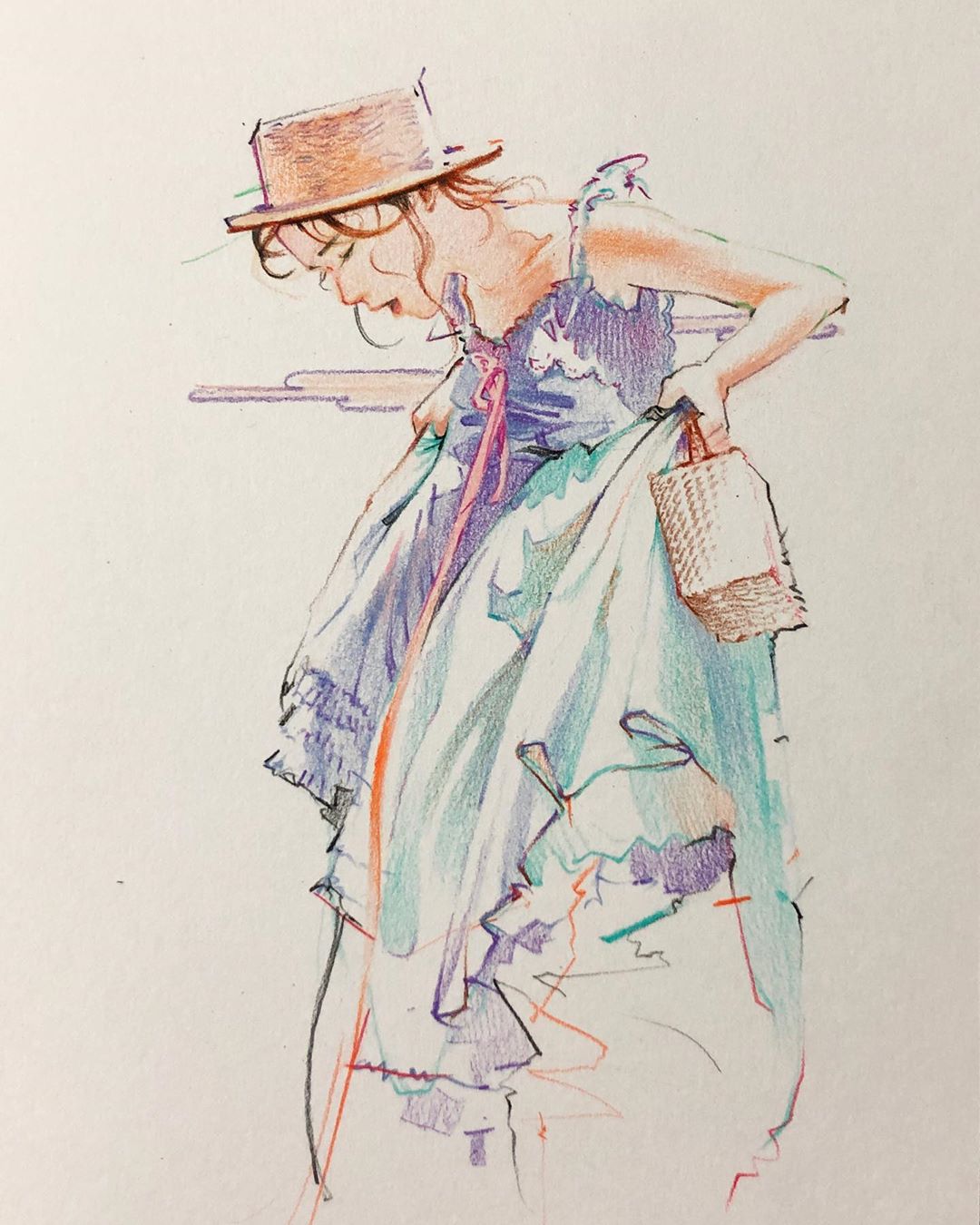 非常适合初学者的画小插画彩铅,彩铅插画手绘中国古风人物四年级